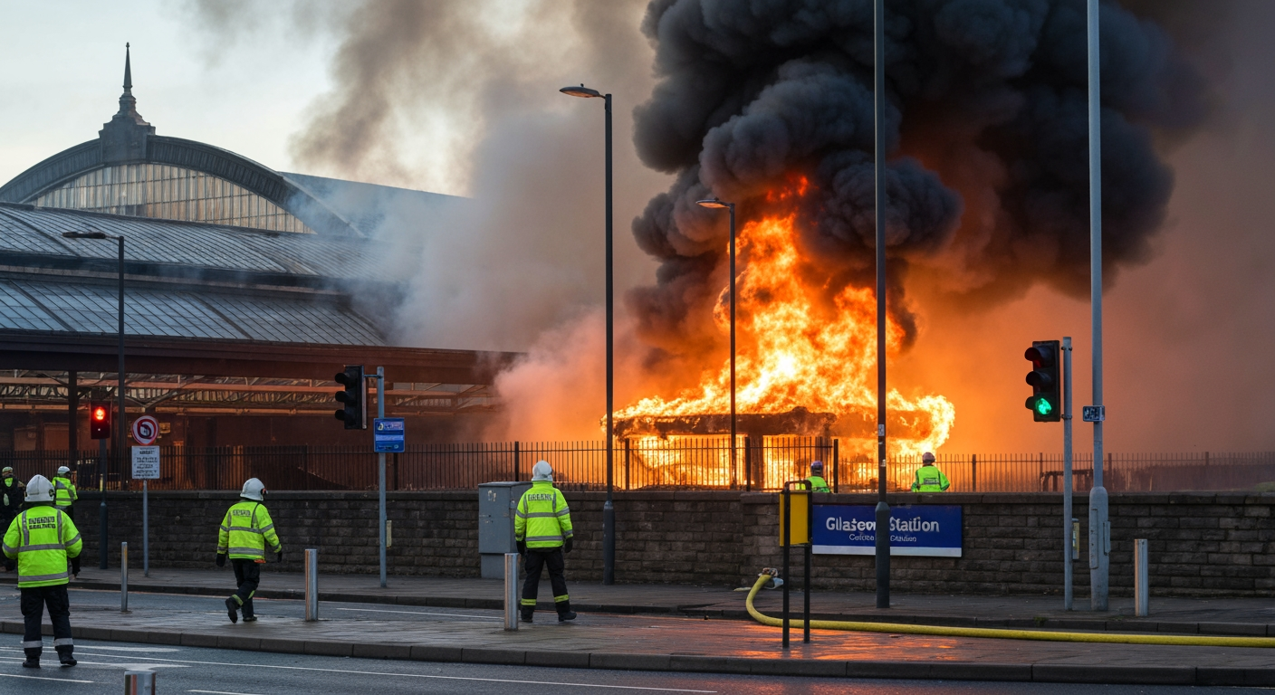 Inferno Engulfs Historic Glasgow Building, Crippling Central Station Operations and City Travel