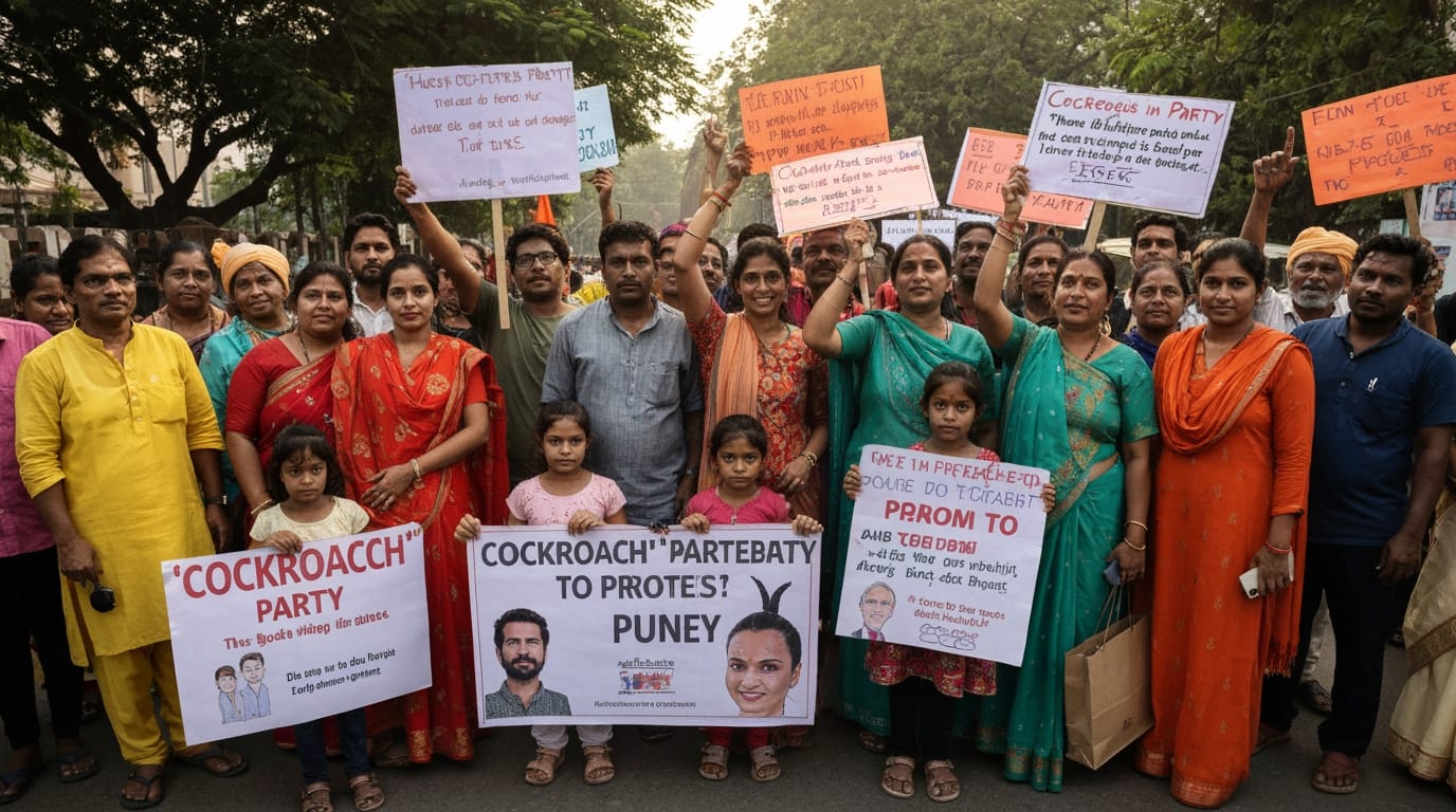 "Cockroaches" Descend on Pune: Youth Movement Demands Education Minister's Resignation Amidst Exam Scandal