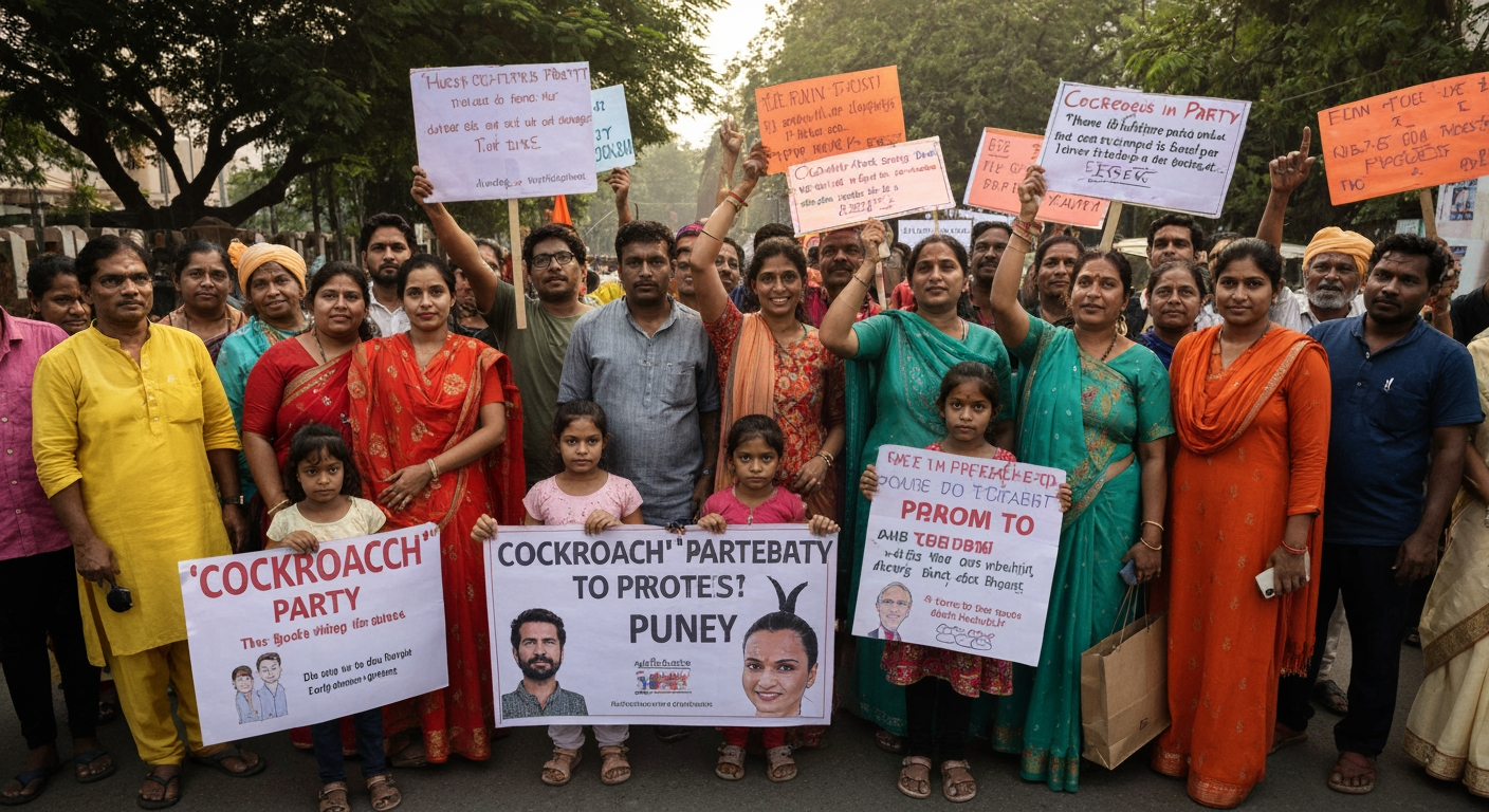 "Cockroaches" Descend on Pune: Youth Movement Demands Education Minister's Resignation Amidst Exam Scandal