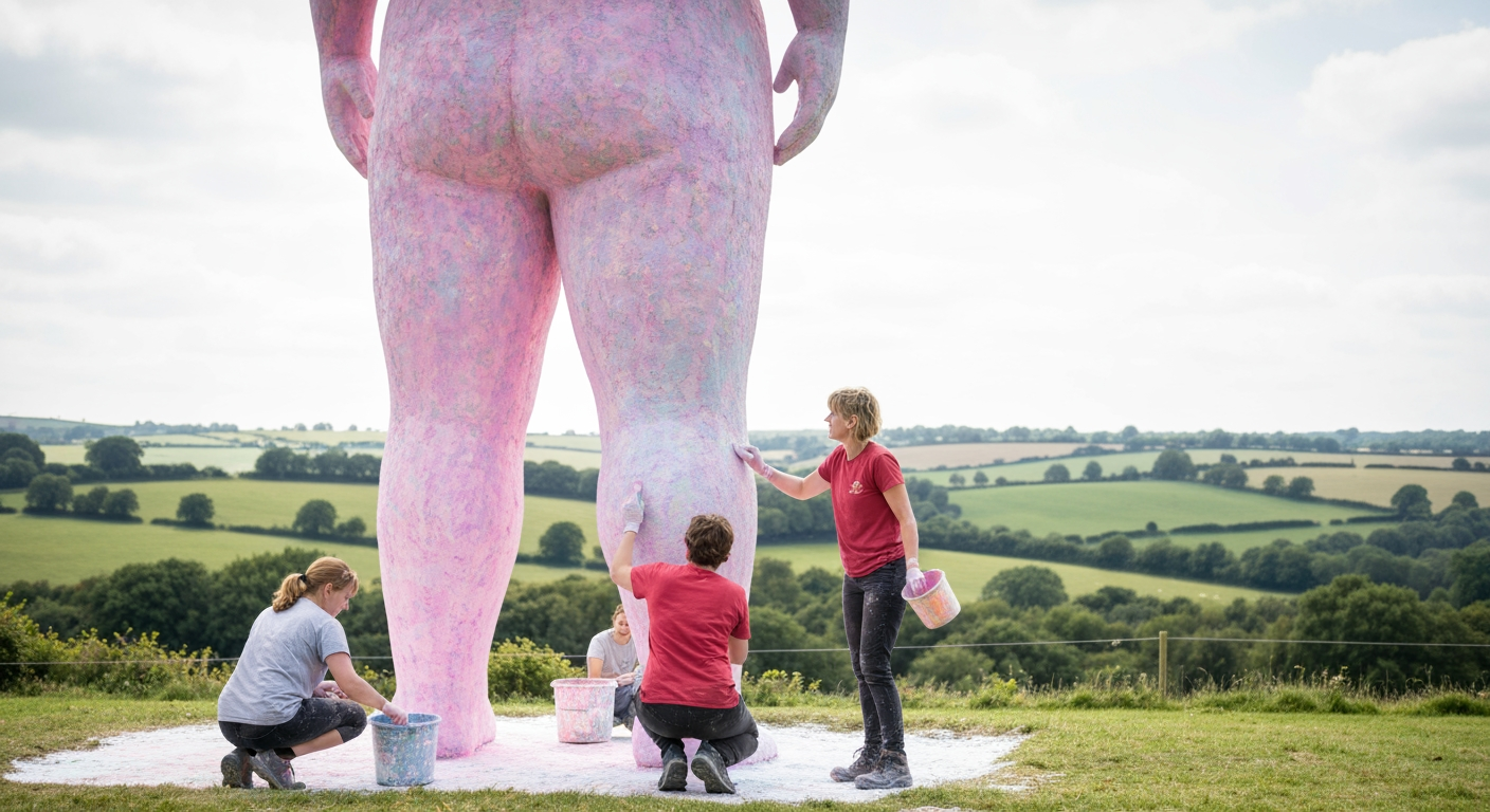 Dorset's Ancient Giant Gleams Anew as UK Re-chalks Iconic Hill Figure