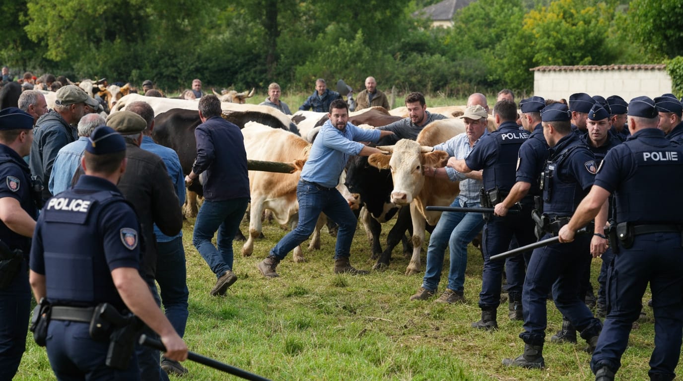 French Police Clear Protesting Farmers as Mass Cattle Culling Intensifies Amid Disease Outbreak