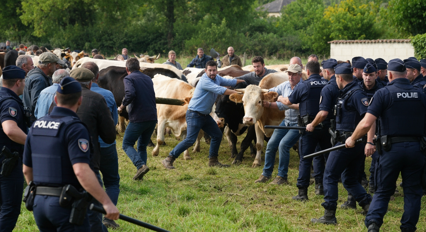 French Police Clear Protesting Farmers as Mass Cattle Culling Intensifies Amid Disease Outbreak
