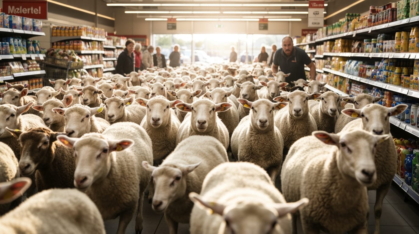 Flock of 'Baa-rgain Hunters' Creates Chaos in German Supermarket
