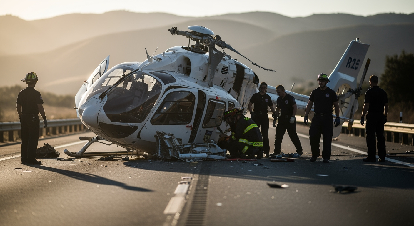 Medical Helicopter Crashes on Sacramento Highway, Critically Injuring Three Crew Members