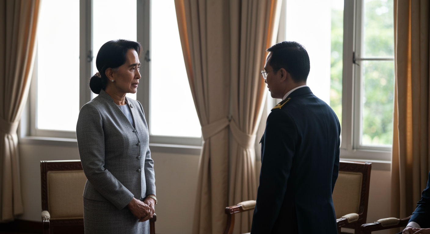 Rare Glimpse: Aung San Suu Kyi Meets Red Cross Official Amid Continued Detention in Myanmar