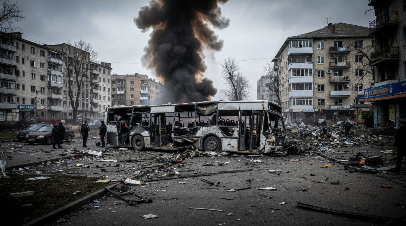 Deadly Drone Strike on Ukrainian Bus Signals Intensified Civilian Targeting Amid Broad Russian Assaults
