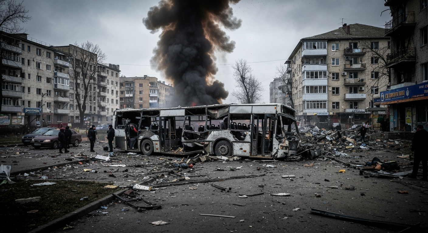 Deadly Drone Strike on Ukrainian Bus Signals Intensified Civilian Targeting Amid Broad Russian Assaults