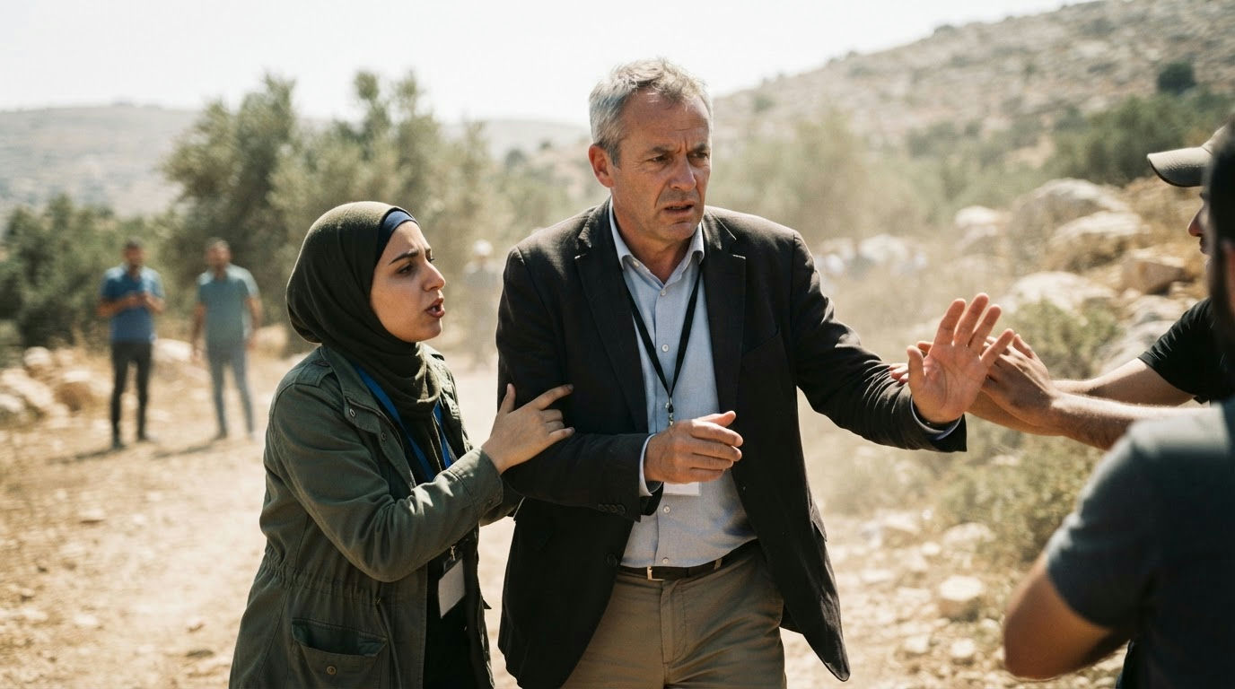 Masked Israeli Settlers Attack European Diplomatic Convoy In West Bank